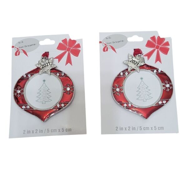 Maroon & Silver Ornament With Photo - Picture 1 of 3